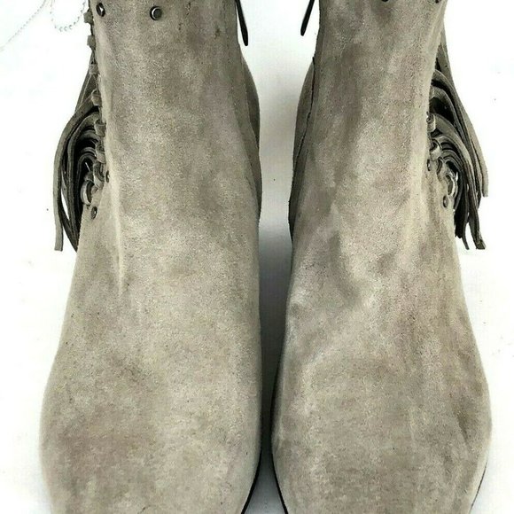Sam Edelman Gray Suede Ankle Boots with Fringe - Picture 5 of 9